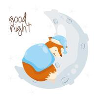 fox sleeping in moon vector