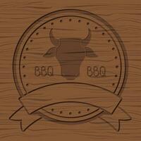 bbq seal in wooden vector