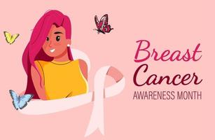 Breast Cancer Awareness Month Vector Illustration, World Cancer Ribbon, Pink ribbon, Support Breast Cancer Survivor Poster Slogan Flat Design