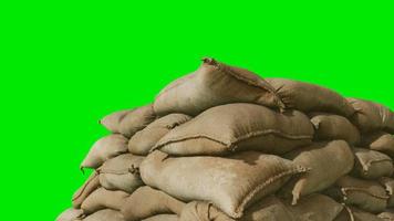 sandbags for flood defense or military use on green chromakey background video