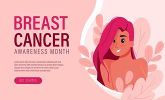ilustración vectorial del mes de concientización sobre el cáncer de mama, cinta mundial contra el cáncer, cinta rosa, apoyo al eslogan del afiche del sobreviviente del cáncer de mama diseño plano vector