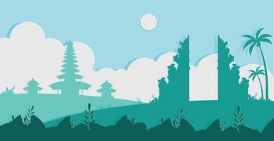 Silhouete of Balinese Temple in Indonesian  Illustration vector