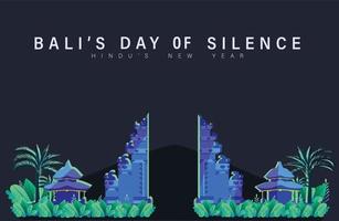 una celebración vectorial del día del silencio nyepi, noche balinesa día del silencio diseño plano ilustración vector plantilla banner