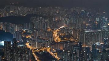 4k-Zeitraffer-Sequenz von Hongkong, China - Gebäude bei Nacht video