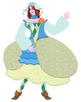 Colombina. One of the main characters in italian comedy of masks. vector