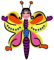 Vector isolated childish illustration of butterfly.