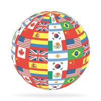 international flags in sphere vector