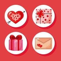 four valentines day icons vector