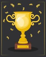 trophy cup and confetti vector