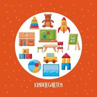 kindergarten school twelve icons vector