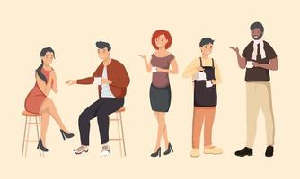 five coffee shop persons vector