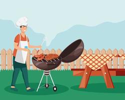 man in bbq party vector