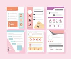 six curriculum vitae templates vector