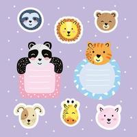 cute animals planner notes vector