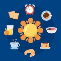 nine good morning icons vector