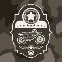 motorcycle label in camouflage vector