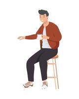 man seated drinking coffee vector