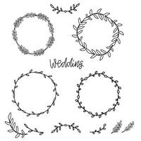 Vintage decorative collection of laurels and wreaths. Tribal design elements. Perfect for wedding invitations, greeting cards, quotes, blogs, posters etc. Hand drawn vector illustration.