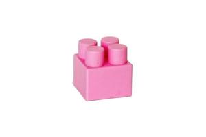 details of a children's plastic constructor on a white background. colored cubes. block. photo