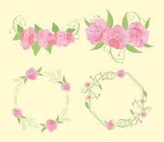 four roses frames icons vector