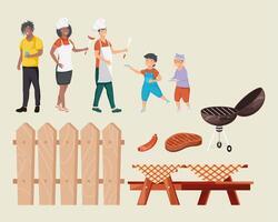 ten bbq party icons vector