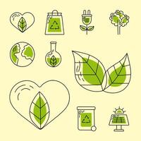 eleven go green icons vector