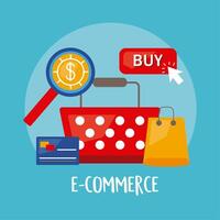 ecommerce basket and icons vector