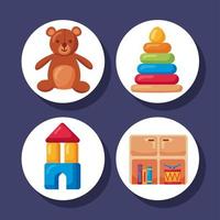 four kindergarten school icons vector