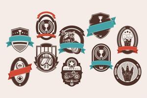 ten retro style labels vector