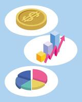 three financial management icons vector