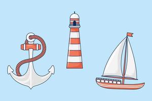 nautical marine three icons vector