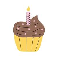 cupcake de cumpleaños con vela vector