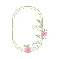 oval roses frame vector