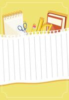 notebook sheet with supplies vector