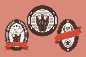 three retro style labels vector