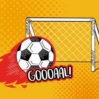 soccer balloon onfire goal vector