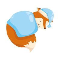 cute fox sleeping kawaii vector