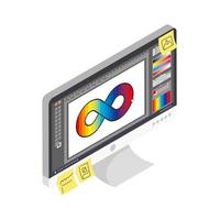 desktop with design software vector