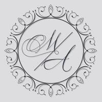 circular monogram frame vector