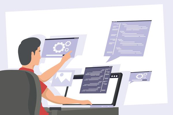 developer working in laptop