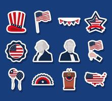 presidents day twelve icons vector