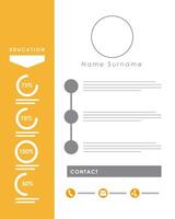 yellow curriculum vitae template vector