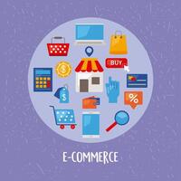 ecommerce icons in circle vector