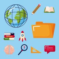 eleven knowledge management icons vector