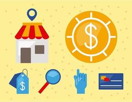 six ecommerce business icons vector