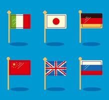 six countries flags vector