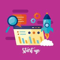 startup lettering with webpage vector