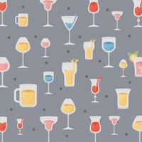 glasses drinks icons pattern vector