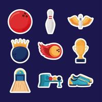 bowling sport nine icons vector