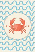 crab in waves vector